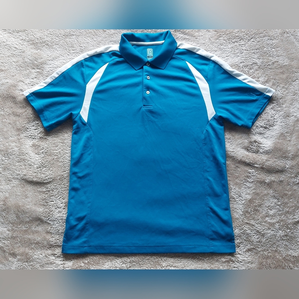 PGA Tour Airflux Men's Blue Golf Polo Shirt | L
